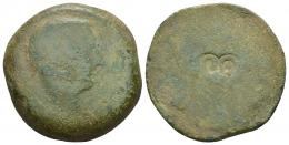 53 - HISPANIA ANTIGUA. CASTULO. A/ Cabeza masculina a der. R/ No visible. Contramarca en rev. PO. AE 20,56 g. 29,7 mm. CNH-9 vte. ACIP-2113. CC-2505, mismo ejemplar. RC.