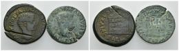 6 - HISPANIA ANTIGUA. ITALICA. Lote de 2 ases, uno de ellos con contramarca y la otra con golpes de cizalla. BC-/MBC-.