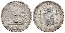 GOBIERNO PROVISIONAL. 2 pesetas. 1870*18-73. Madrid. DEM. AR 9,98 g. 27,07 mm. VII-18. MBC.
