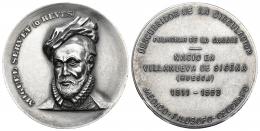 3310 - FRANCISCO FRANCO. Medalla. Miguel Servet, Villanueva de Sigena (Huesca), 1511-1553. Metal blanco 50,46 mm. EBC.