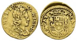 321 - FELIPE V. 2 escudos. 1723. Palma de Mallorca. AU 6,70 g. 18 mm. VI-1501. Rev. algo descentrado. MBC. Muy rara. Ex colección Huntington, ex HSA 16485.