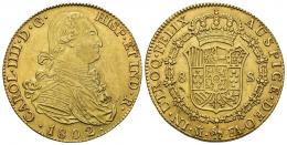 397   -  CARLOS IV. 8 escudos. 1802. Madrid. FA. AU 26,94 g. 36,1 mm. VI-1321. EBC-. 