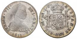 430   -  FERNANDO VII. 2 reales. 1811. Lima. JP. AR 6,54 g. 27,14 mm. VI-669. Escasa en esta conservación. MBC.