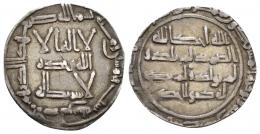EMIRATO. ABD AL-RAHMAN I (755-788). Dírham. Al-Andalus. 156 H. AR 1,77 g. 22 mm. V-54. Finas rayitas. MBC. Recortada. Escasa.