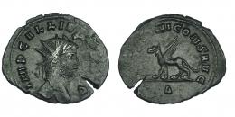 128  -  GALIENO. Antoniniano. Roma (267-268). R/ Grifo a izq.; (APOLLI)NI CONS AVG, exergo delta. RIC-165. Grieta. MBC+.