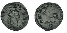129  -  GALIENO. Antoniniano. Roma (267-268). R/ Ciervo a izq.; DIANAE CONS AVG, exergo X. RIC-179. Acuñación floja. MBC.