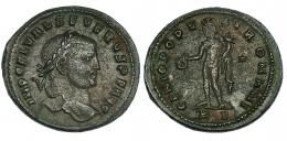 141  -  SEVERO II. Folis. Cízico (c. 307). R/ GENIO POPV-LI ROMANI; marca de ceca */KB. RIC-27b. MBC. Muy escasa.