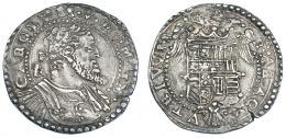 195  -  1/2 ducado. S/F (1515-1556). Nápoles I BR. Olivares-15 vte. Pátina gris. MBC.