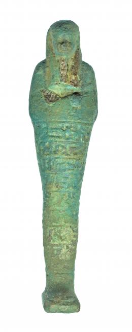 552  -  EGIPTO. Dinastía XXVI. 664-525 a.C. Fayenza. Ushebti epigrafiado. Altura 23,2 cm. Ex. Tajan-Paris años 90