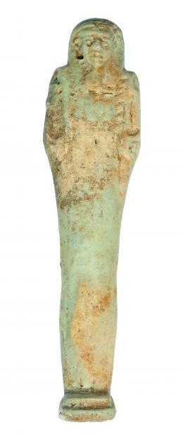554  -  EGIPTO. Dinastía XXX. 378-341 a.C. Fayenza. Ushebti anepígrafo. Altura 18 cm. 