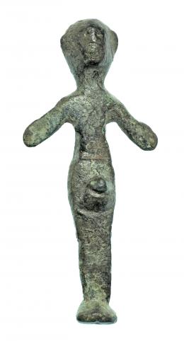 568  -  HISPANIA ANTIGUA. Íberos. IV-III a.C. Bronce. Exvoto masculino. Altura 7,2 cm