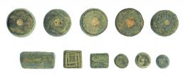 571  -  HISPANIA ANTIGUA Y ROMA. Íberos y Roma. II a.C. - III d.C. Bronce. Lote de 11 pondus (ponderales).  Longitud: 10-25 mm.