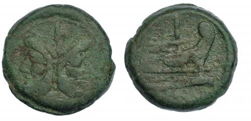 147 - As. A/ Jano. R/ Proa a der. AE 32,10 g. CRAW-41.5b. Pátina verde. BC+.