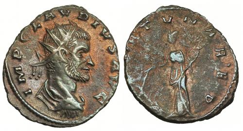 326   -  CLAUDIO II. Antoniniano.Antioquía. R/ Fortuna a izq.; FORTVNA R.ED. RIC-209. MBC+/BC+.