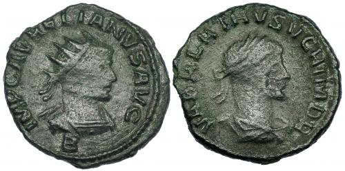 330 - AURELIANO Y VABALATO. Antoniniano. Antioquía. R/ Marca de oficina B. RIC-381. BC+/MBC-.