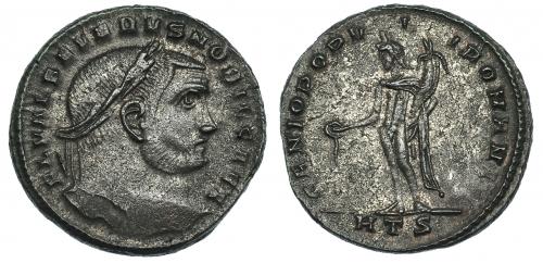 342 - SEVERO II. Follis. Heraclea (305-306). R/ Genio Populi Romani, oficina S. RIC-26a. R.P.O. EBC-.