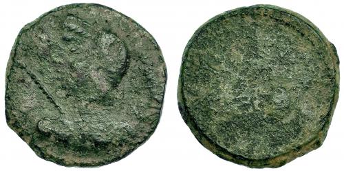 6   -  BORA. Semis. A/ Cabeza femenina velada y con cetro a izquierda. R/ Toro a izquierda, encima BORA. I-291. ACIP-2310. BC.