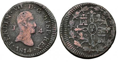 29   -  4 maravedíes. 1814. Jubia. VI-166. Rev. algo descentrado. BC+/MBC-. Rara.