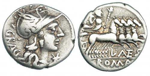 103 - ANTESTIA. Denario. Roma (136 a.C.). R/ L. ANTES (nexadas) debajo de la cuadriga de Júpiter. CRAW-238.1. FFC-151. BC+.