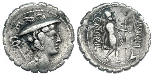 115 - MAMILIA. Denario. Roma (82 a.C.). R/ Ulises y su perro Argos. CRAW-362.1. FFC-835. MBC-.