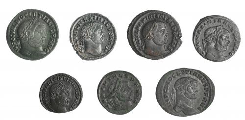 138 - Lote 7 follis. Módulos mediano y grande. MBC+/EBC-.