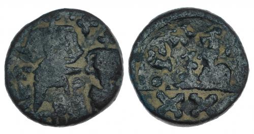 236   -  CONSTANTE II, CONSTANTINO IV, HERACLIO Y TIBERIO. Medio follis. Cartago (659-668). SBB-1062. BC-/BC.