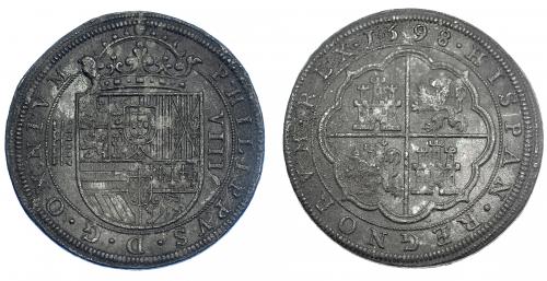 275 - 8 reales. 1598. Segovia. Tipo OMNIVM. AC-719. Oxidaciones marinas. MBC.
