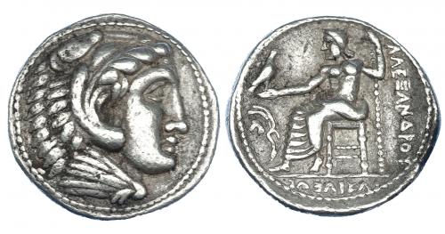 49   -  CELTAS DEL DANUBIO. Tetradracma. Imitación Alejandro III. (S. III-II a.C.). AR 16,83 g. SBG-210. MBC.