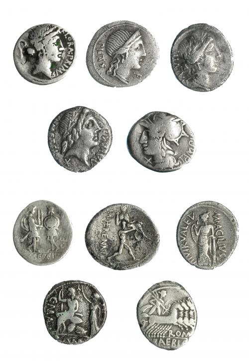 97   -  Lote 5 denarios diferentes. BC/BC+.