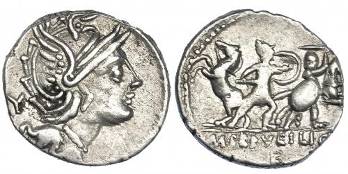 285 - SERVILIA. Denario. Roma (100 a.C.). A/ Marca de control Y. R/ Marca de control F. CRAW-327.1. FFC-1117. MBC.
