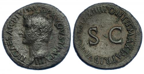 309 - TIBERIO. As. Roma (21-22). R/ SC, alrededor PONTIF MAXIM TRIBVN POTEST XXIII. RIC-44. Leves erosiones. MBC-/MBC. Escasa.