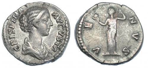 387   -  CRISPINA. Denario. Roma (180-182). R/ Venus con manzana; VENVS. RIC-286a. MBC/BC+.