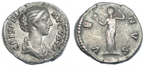 387 - CRISPINA. Denario. Roma (180-182). R/ Venus con manzana; VENVS. RIC-286a. MBC/BC+.