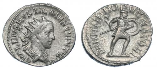 423   -  HOSTILIANO (césar). Antoniniano. Roma (251). R/ Marte avanzando a izq. con lanza y escudo; MARTI PROPVGNATORI. RIC-177b. MBC-.