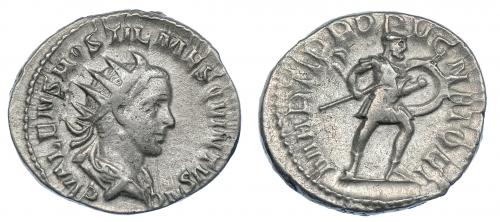 423 - HOSTILIANO (césar). Antoniniano. Roma (251). R/ Marte avanzando a izq. con lanza y escudo; MARTI PROPVGNATORI. RIC-177b. MBC-.