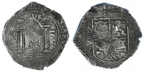 515 - 8 reales. 1657. Santa Fe de Nuevo Reino. PORS. AC-1557. NGC-VF DETAIL. Vanos y oxidaciones marinas. MBC-/MBC. Rara.