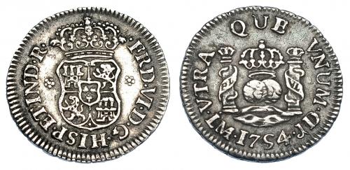 521   -  1/2 real. 1754. Lima. JD. VI-44. MBC.