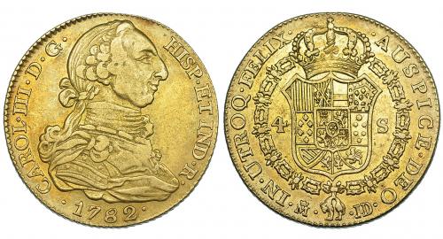 530   -  4 escudos. 1782. Madrid. JD. VI-1467. MBC/MBC+. Escasa. 