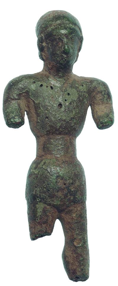 2022   -  HISPANIA ANTIGUA. CULTURA IBÉRICA. Exvoto masculino (VI-III a.C.). Bronce. Altura 7,9 cm. Parte de piernas y brazos fragmentados.