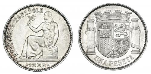 3141   -  Peseta. 1933*3-4. Madrid. Reverso girado 10º. VII-218.1. EBC-.