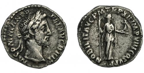 197   -  CÓMODO. Denario. Roma (186-187). R/ Nobilitas a der. con cetro y Minerva; NOBILIT AVG P M TR P XII IMP VIII COS V P P. AR 2,74 g. 17,5 mm. RIC-155. MBC-/BC+.