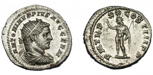 216   -  CARACALLA. Antoniniano. Roma (217). R/ Sol a izq. con látigo; P M TR P XX COS IIII P P. AR 5,11 g. 23,4 mm. RIC-293F. EBC/EBC-.