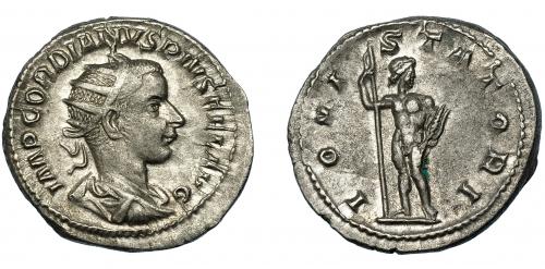 245   -  GORDIANO III. Antoniniano. Roma (241-243). R/ Júpiter con cetro y rayos; IOVI STATORI. AR 4,63 g. 23 mm. RIC-84. MBC+.