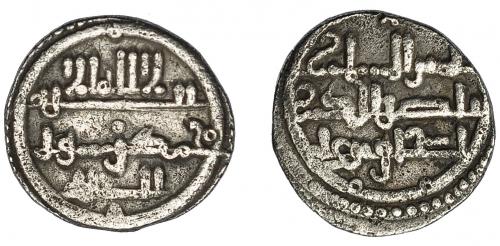 439   -  PERIODO ALMORÁVIDE. Ishaq ibn Ali. Quirate. Sin ceca. 540-541 H. AR 0,92 g. 11 mm. V-1895. MBC-.