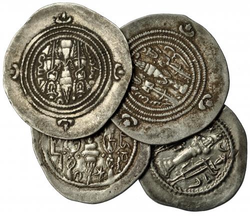 91   -  Lote de 4 dracmas del imperio sasánida. MBC.