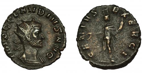 185 - CLAUDIO II. Antoniniano. Roma (268-269). R/ Genio a izq.; GENIVS EXERCI. Ve 3,06 g. 19,9 mm. RIC-48. MBC+/MBC-.