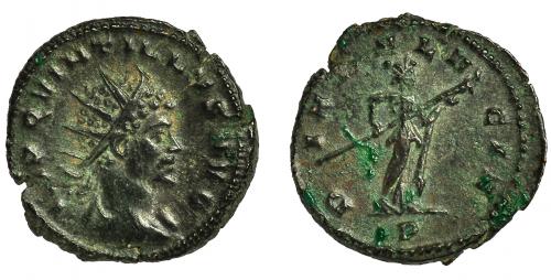 190 - QUINTILO. Antoniniano. Mediolanum (270). R/ Diana a der.; DIANA LUCIF P. Ve 4 g. 15,9 mm. RIC-49. Leves oxidaciones. MBC. Escasa.