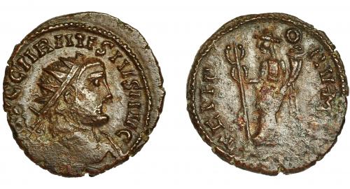 219 - CARAUSIO. Antoniniano. Rotomagus (286-293). R/ Felicitas a izq. con caduceo y cornucopia; TEMPORVM F. Ve 3,12 g. 20 mm. RIC-679. Vanos. MBC+.