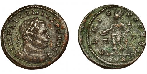 243 - LICINIO I. Follis. Treveris (310-313). R/ GENIO POP ROM, en campo T-F, exergo PTR. AE 4,11 g. 23 mm. RIC-847. MBC+/MBC-.