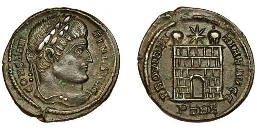 256 - CONSTANTINO I. Follis. Treveris (326). R/ PROVIDENTIAE AVGG, exergo PTRE. AE 3,17 g. 20 mm. RIC-504. EBC.